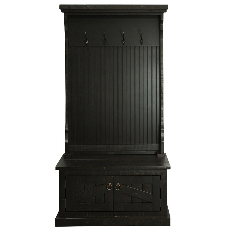 Longshore Tides Kinley 37.5'' Wide Solid Wood Hall Tree with Bench and